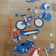 Vtg Sticko Stickers Boy Hobbies Sports Cars Rocket Bike Helmet Boat Skateboard
