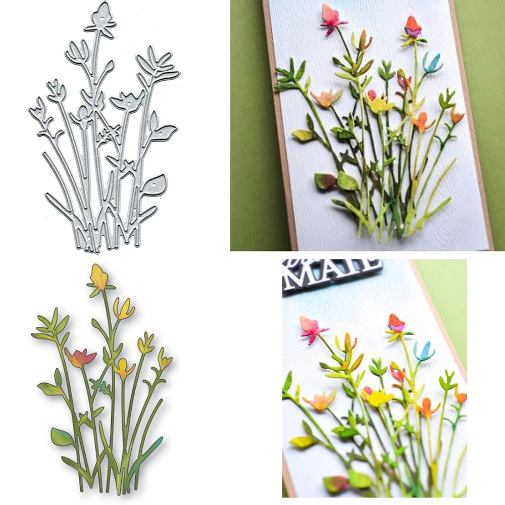 Floral Stems Metal Die Cuts for Card 10.5x8cm/4.13×3.14 inches, silver