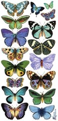 VIOLETTE STICKER – BLUE BUTTERFLIES – 8″ x 3 3/4″ (20cm x 9.5cm)