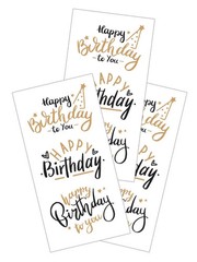 Stickers PH Slim Happy Birthday Greetings Black Gold To You Party Hats