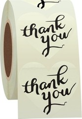 Heart-Shaped Clear Thank You Stickers | 1.5 Inch | 500 Labels on Roll