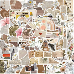 120 PCS Vintage Aesthetic Stickers for Journaling, Scrapbook Supplies, Junk