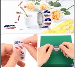 40 PCs Round 1” Thank You July 4th Theme Stickers American Flag Stars & Stripes