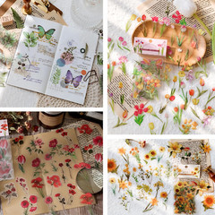 Nature Floral Plant Stickers Set – 320 Pieces Transparent Pressed Flower Decals