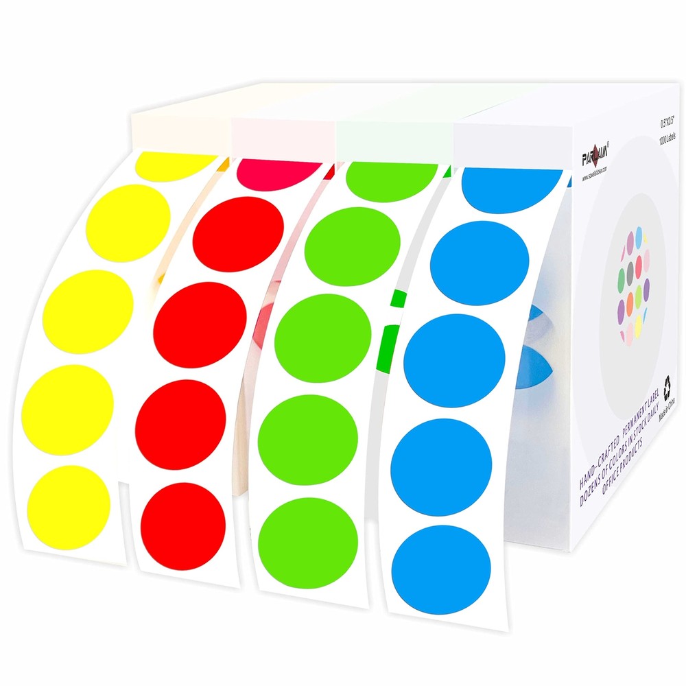 4000PCS 1/2″ Inch Round Color Code Dot Stickers, 0.5 inch Circle Label Dispen…