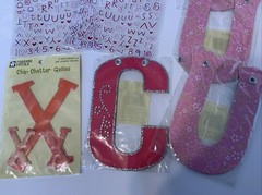 Scrapbook Embellishments Lot PINK ALPHABET Letters Stickers And Chipboard Love U