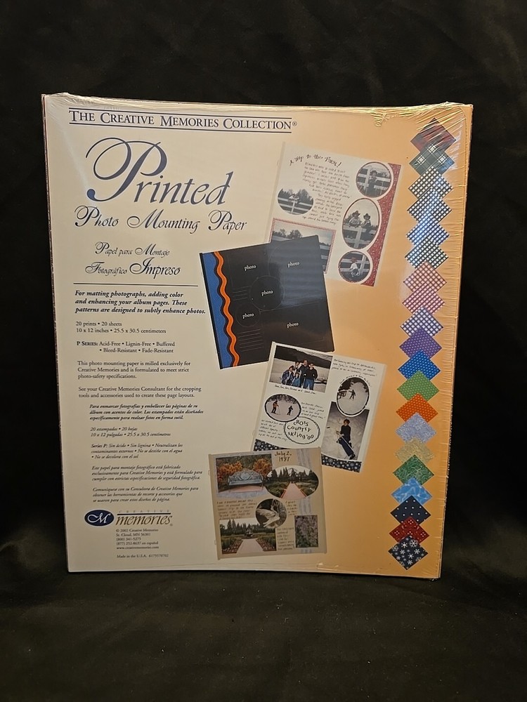 New Creative Memories Printed Photo Mounting Paper 20 Prints 20 Sheets 10×12