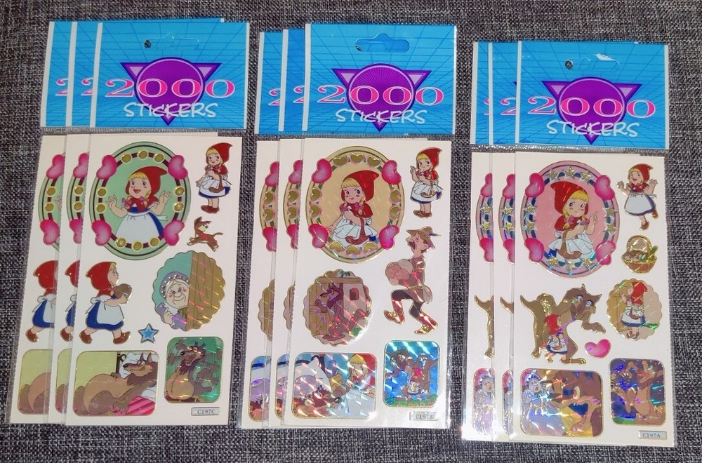 Little Red Riding Hood Fairy Tale Theme Stickers 9 Sheets Big Bad Wolf NOS