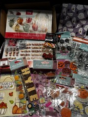 Stampin Up/Jolee’s Halloween Lot Stickers/DSP/Paper pumpkin Boxes Skulls Carving