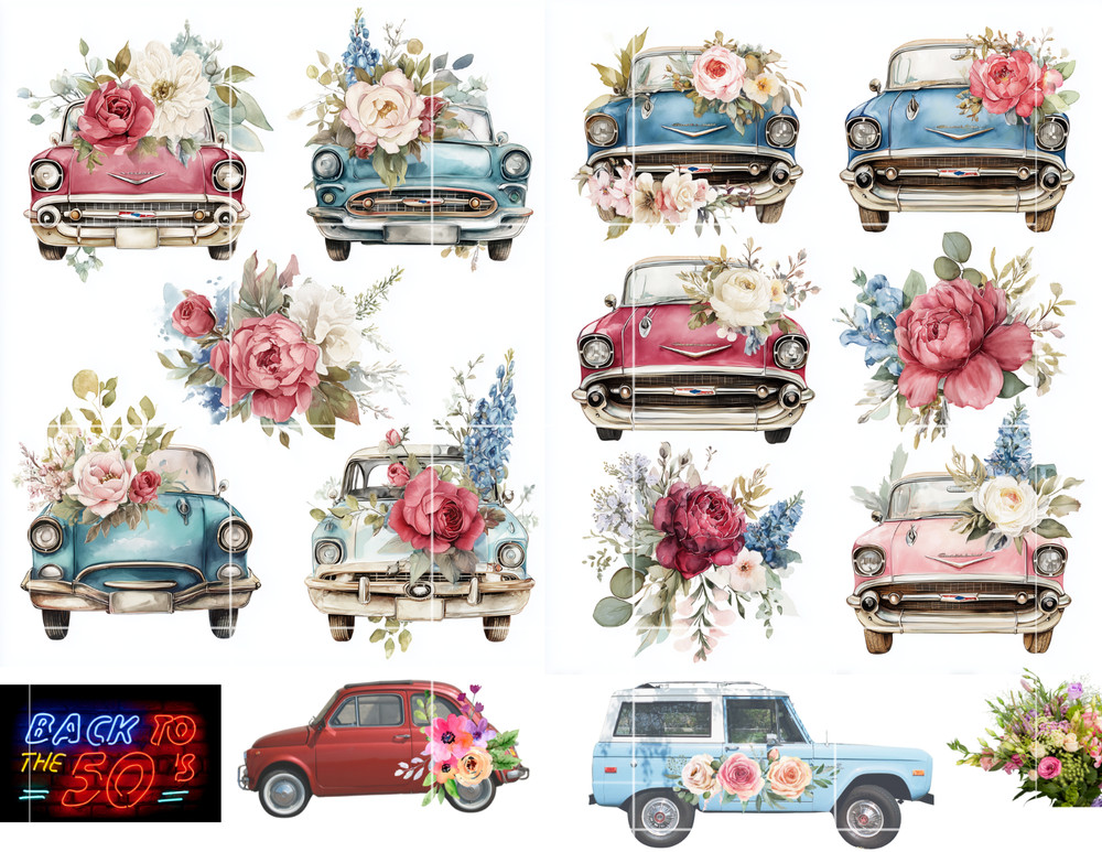 Back To The 50s Card Making Toppers Supply Scrapbook Junk Journal Craft Supplies
