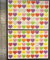 Vintage Valentines Day Stickers Mixed Love, Phrases, Candy Hearts – Partials
