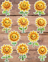 Cartoon Sunflower Die Cut Vinyl Stickers Scrapbooking Laptop Waterbottle