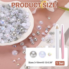 60g Half Pearl Rhinestones, Gray Series