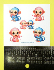 Pink & Blue Monkeys Mini Sticker Sheet
