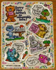 VINTAGE 1990 3M POST-IT FUNNY WHIMSICAL ANIMAL PENPAL MESSAGES STICKERS~RARE!