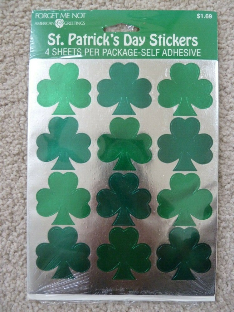 Vintage 80’s FOIL SHAMROCKS Stickers American Greetings St. Patrick’s Day IRISH