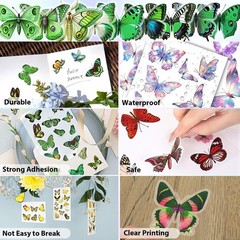 Butterfly Stickers(635 Pcs 48 Sheets) Flower Stickers for Scrapbooking Journa