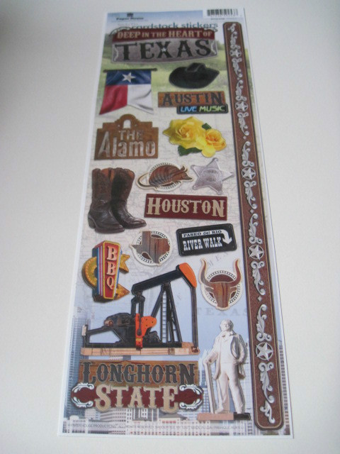 Scrapbooking Stickers Paper House 13″ Texas Longhorn Oil Pump Boots Alamo Flag