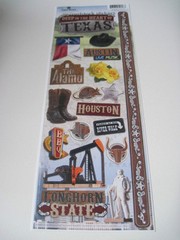 Scrapbooking Stickers Paper House 13″ Texas Longhorn Oil Pump Boots Alamo Flag
