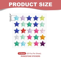 5 Sheet Star Gem Stickers 10mm, Self Adhesive Rhinestones Jewel Sticker Colorful