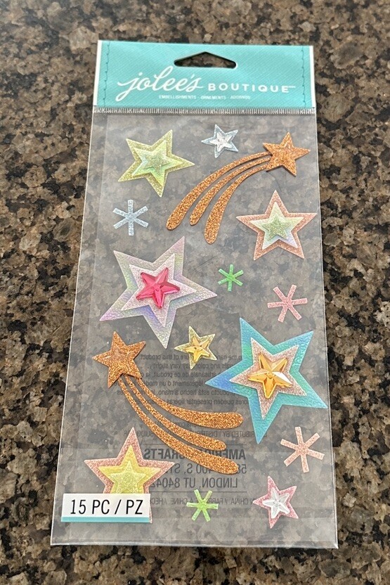 Jolee’s Boutique VELLUM STARS Dimensional Stickers Glitter Bling