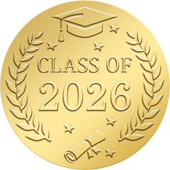 120 Gold Foil Graduation Stickers, 1.6 Inch Class of 2026 Seals, 120 Pcs