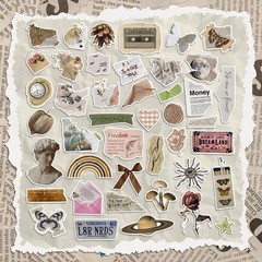 300 Pcs Vintage Stickers, Junk Journal Supplies, Cute Stickers for Journaling Su