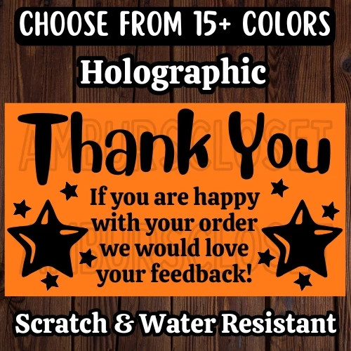 50 THANK YOU STICKERS 2.25″ ENVELOPE LABELS SEALS Holographic SMALL BUSINESS
