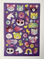 Panda Cat Cuties Stickers Single Sheet Unicorn Rainbow Ice Cream Donuts Sweets