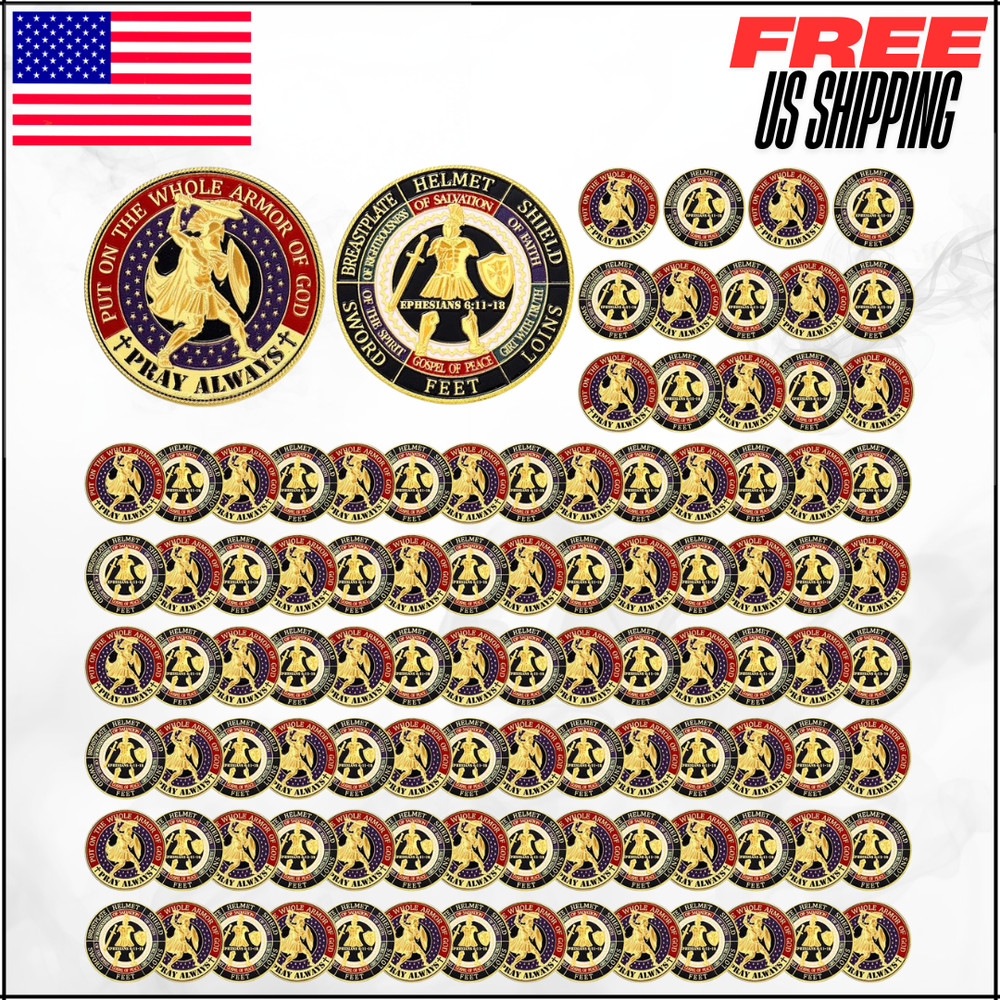 Put On The Whole Armor Of God Coins Bulk Christian Religious Gifts 100 Pcs