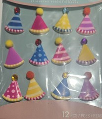 Jolees Party Hats 12pcs CABOCHONS Scrapbooking Stickers