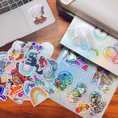 32 Sheets Holographic Sticker Paper Clear Vinyl Self Adhesive Waterproof Rainbow