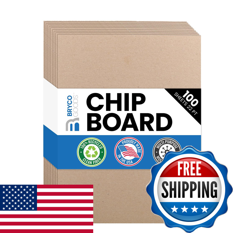 Bryco Goods Chipboard Sheets 8.5 X 11 – 100 Sheets Of 22-Point Kraft Board For