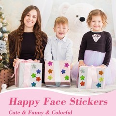 700Pcs Smiley Face Star Stickers for Kids Reward,1inch 8 Colored Sparkly Foil…