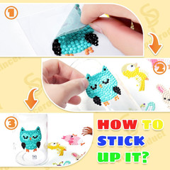 Sinceroduct Sparkling 5D Diamond Sticker Kit for All Ages, 64 PCS Cute Animals &