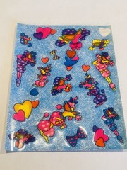 Vintage Lisa Frank ticker Sheet *1 Sticker Missing* Poodle Dog Hearts Bows BIN72