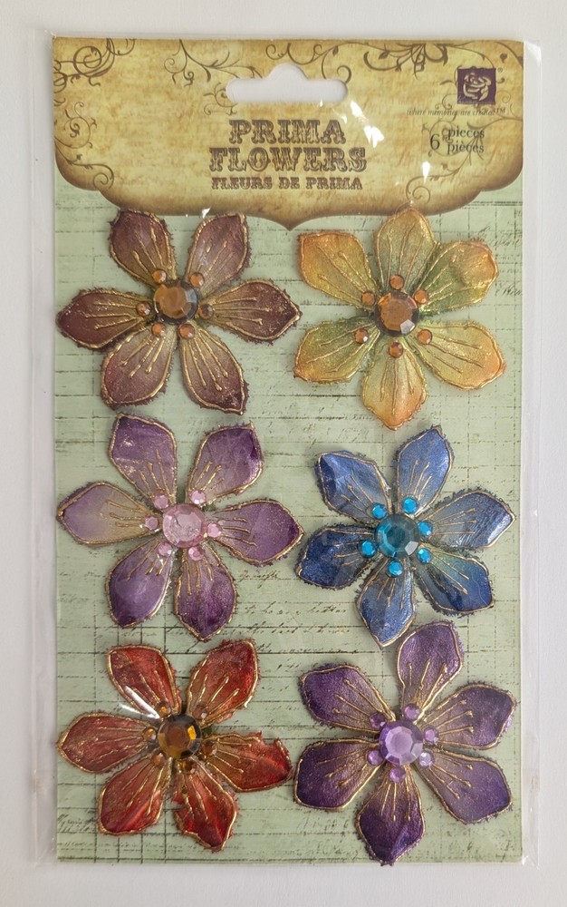 Prima Marketing Cloissone Gilded Lily Paper Flowers Scrapbooking Embellishments