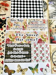 Alice In Wonderland Scrapbooking Junk Journal Paper Crafting Set Of 45 Pieces #R