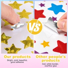 1000 PCS Gold Star Stickers, 1in Holographic Foil Rewards Stickers