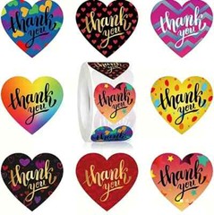 100 Valentines ASSORTED 1″ ENVELOPE STICKERS LABELS SEALS Thank You Heart