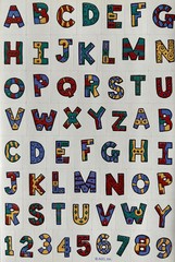 FESTIVE ALPHABET Stickers(58pc)4″x 6″Upper-Case•Letters•Words •Numbers•Monograms