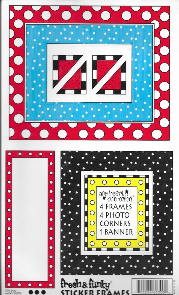 Frame Banner Photo Corner Polka Dots Blue Red Yellow Black Fresh Funky Stickers