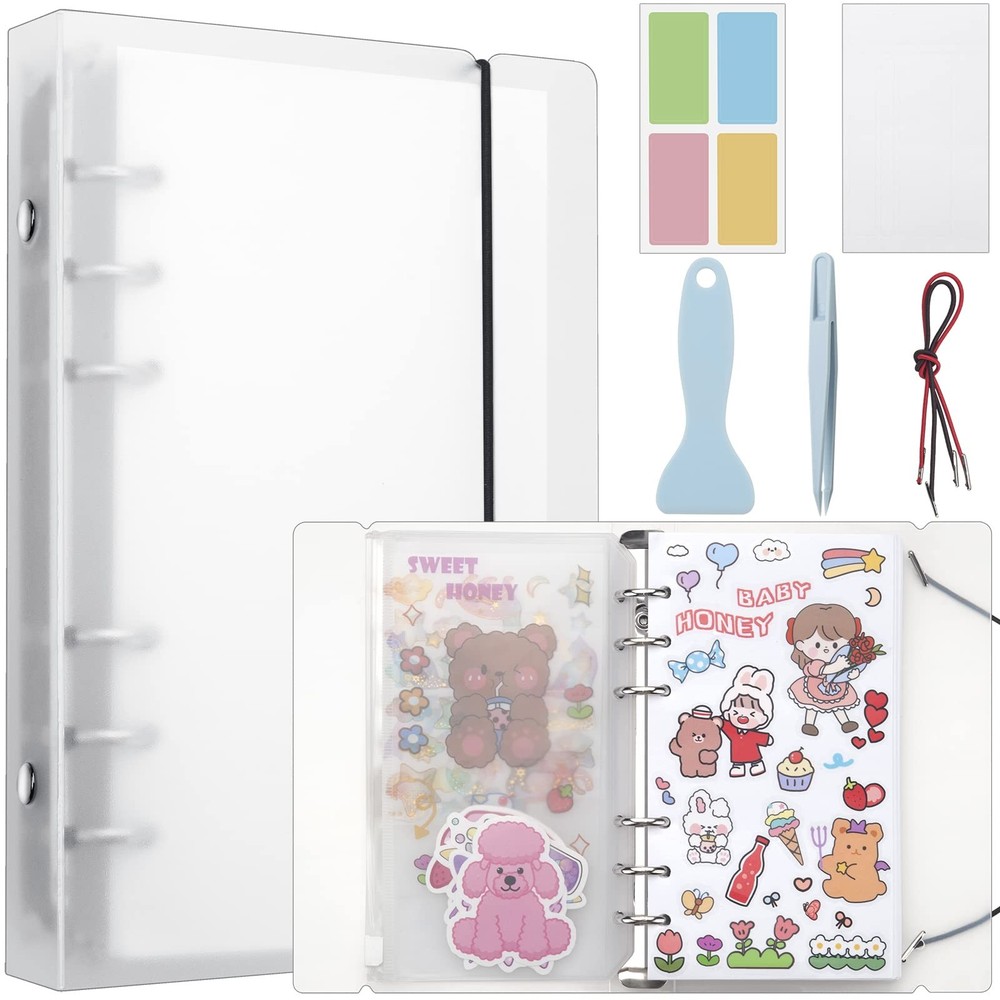 SUNEZLGO Reusable Sticker Album with Pockets, 100 Sheets, Blank Sticker Book …