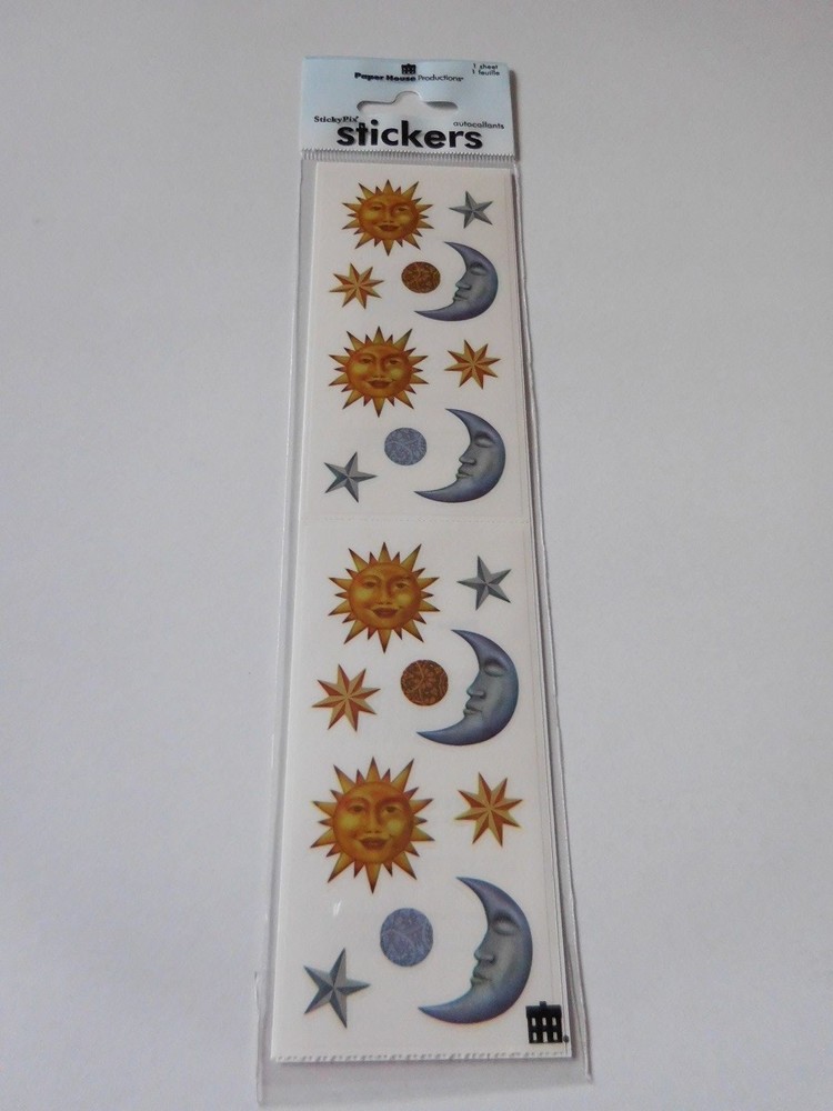 Scrapbooking Stickers PH Celestial Slim Smiling Sun Sleeping Moon Stars Repeats
