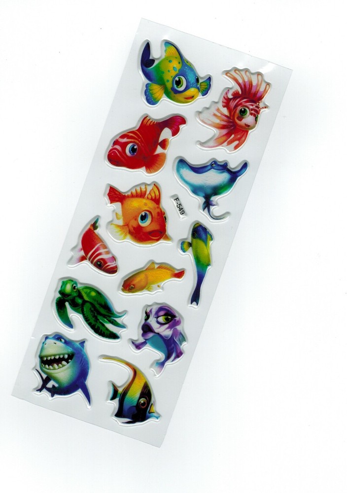 NEW! Fun Scrapbooking Colorful Sticker Sea Life – Shark and Colorful Fish