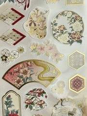 🌸Japanese Traditional Sticker Set Gold Foil Sakura Made in Japan 4 Sheets