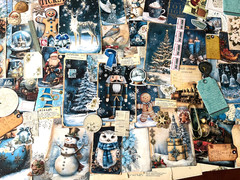 #26 – 150+pcs Blue Christmas JUNK JOURNAL 3D Kit with REAL EPHEMERA Mixed Media