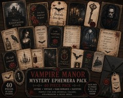 Vampire Manor Mystery Ephemera Pack – 40 Pieces – Gothic Bundle Ephemera Pack