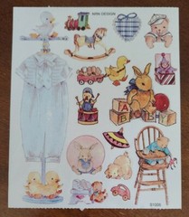 3 NRN Design sticker sheets, BABY themed, babies, teddy bears, ducks, bunnies