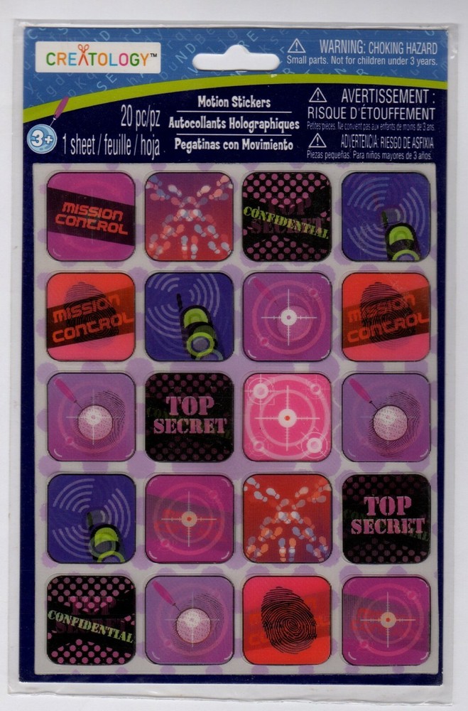 Top Secret Holographic Stickers, One Sheet of 20, Motion Hologram Confidential